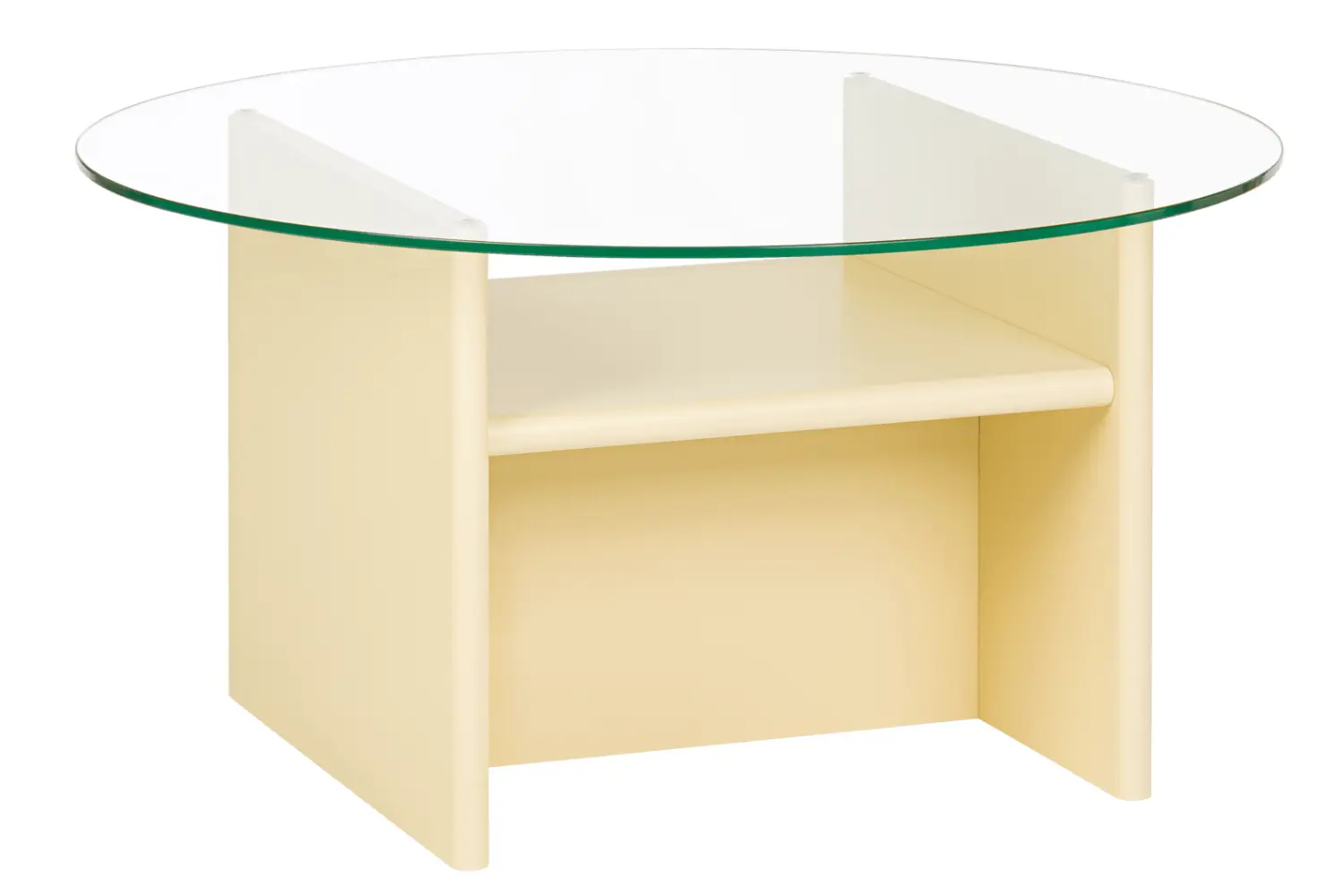 noo.ma Žlutý konferenční stolek Tovo ⌀85 cm se skleněnou deskou
