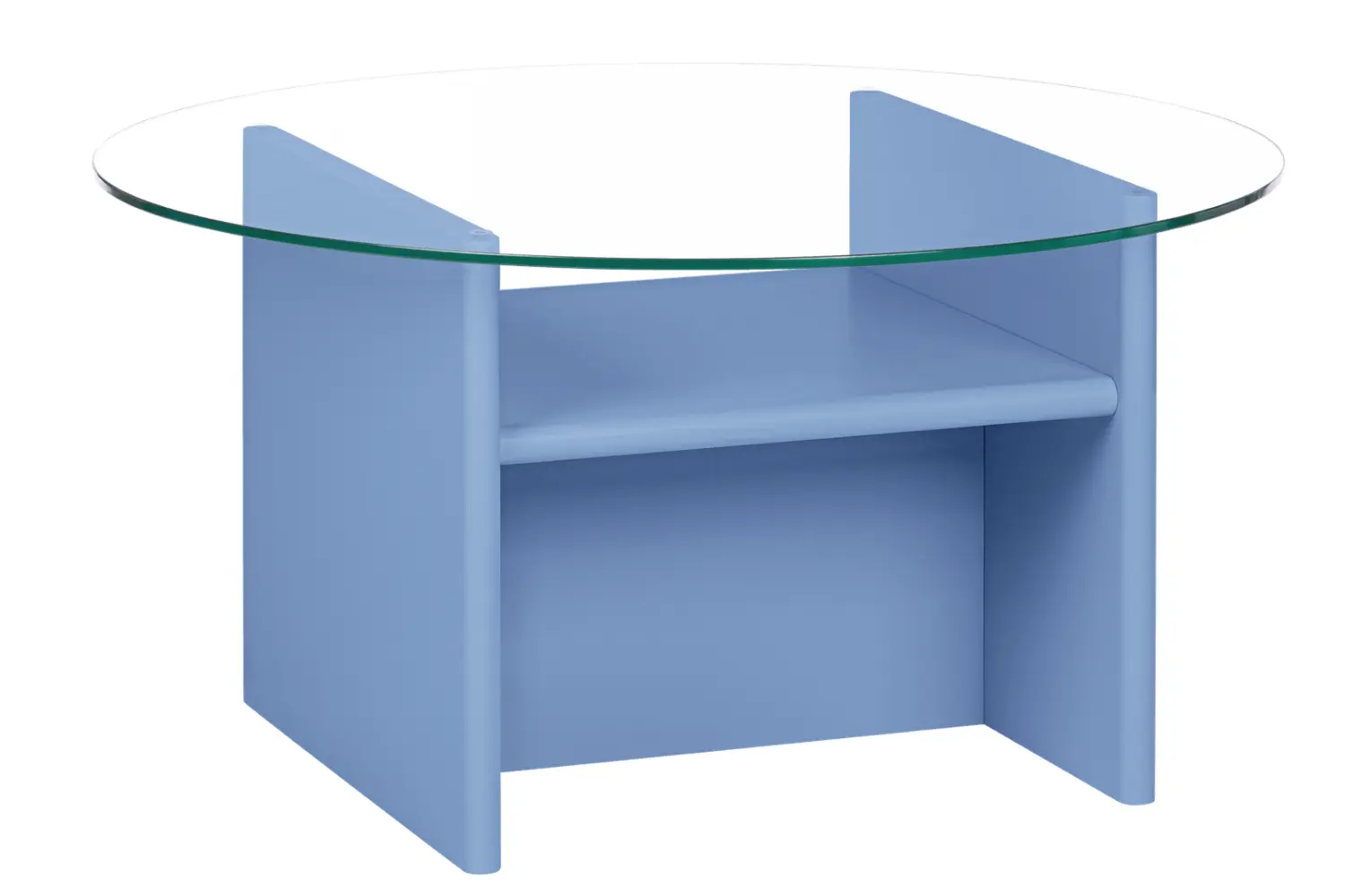 noo.ma Modrý konferenční stolek Tovo ⌀85 cm se skleněnou deskou