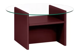 noo.ma Červený konferenční stolek Tovo ⌀85 cm se skleněnou deskou
