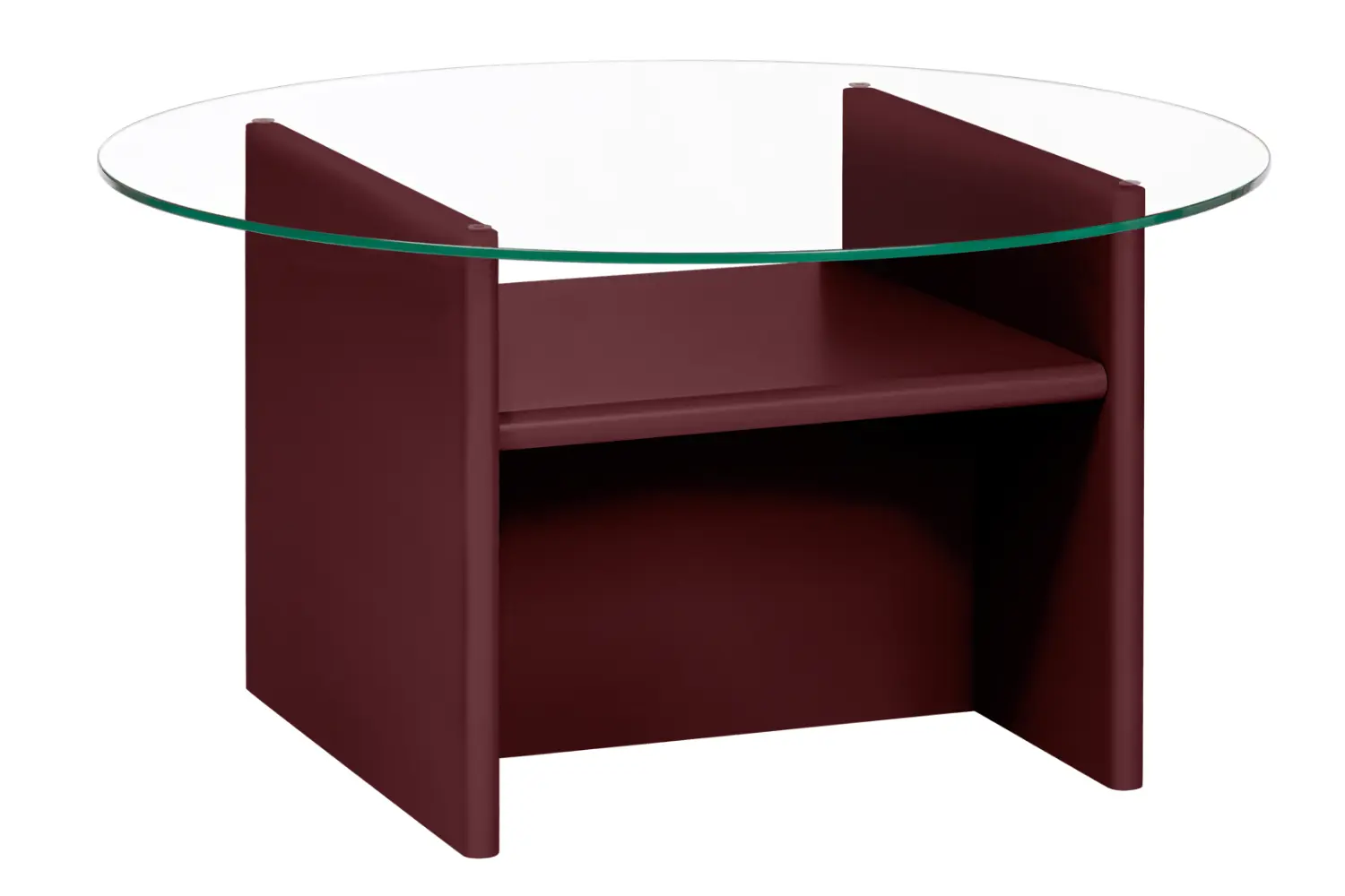 noo.ma Červený konferenční stolek Tovo ⌀85 cm se skleněnou deskou
