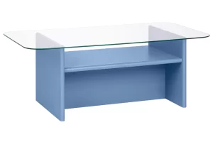 noo.ma Modrý konferenční stolek Tovo 110 x 63 cm se skleněnou deskou