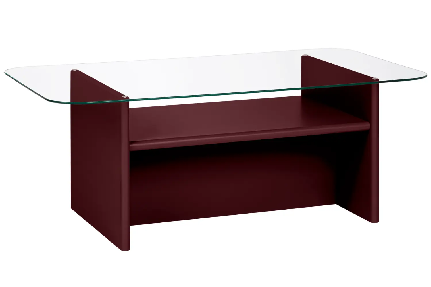 noo.ma Červený konferenční stolek Tovo 110 x 63 cm se skleněnou deskou