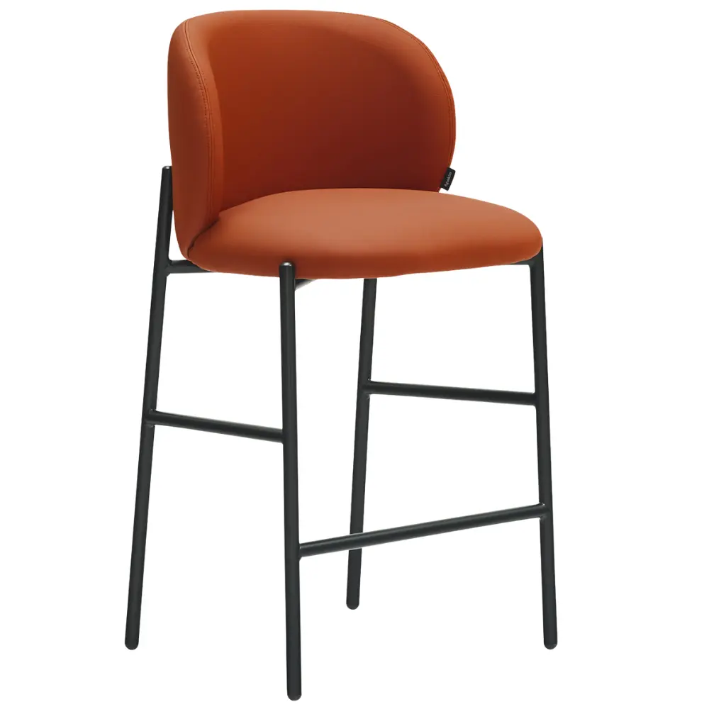 Teulat Cihlově červená koženková barová židle Mogi 63 cm